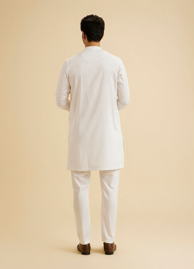 Manyavar Men Ethereal White Cotton Kurta Pajama