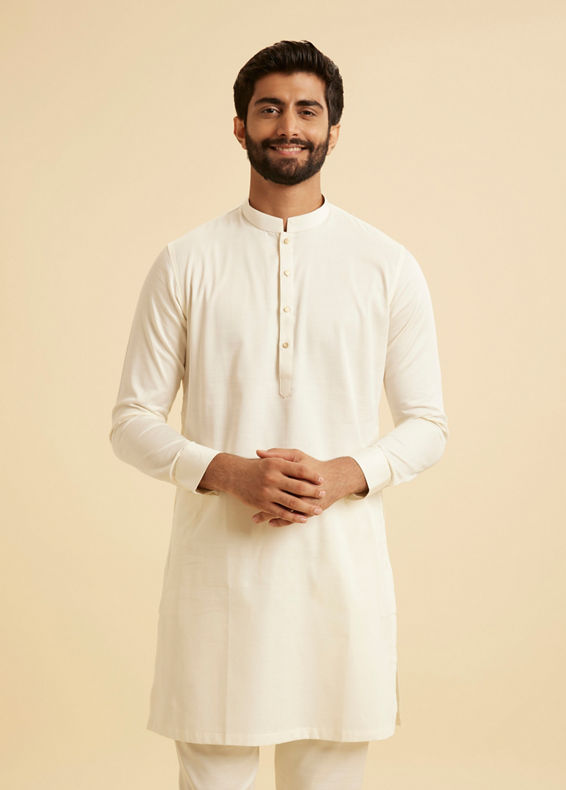 Manyavar Men Classic Cream Coloured Kurta Pajama