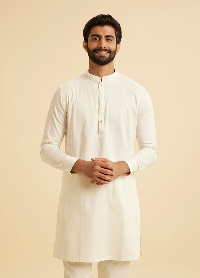 Manyavar Men Classic Cream Coloured Kurta Pajama