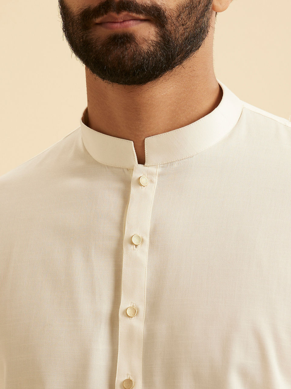 Manyavar Men Classic Cream Coloured Kurta Pajama