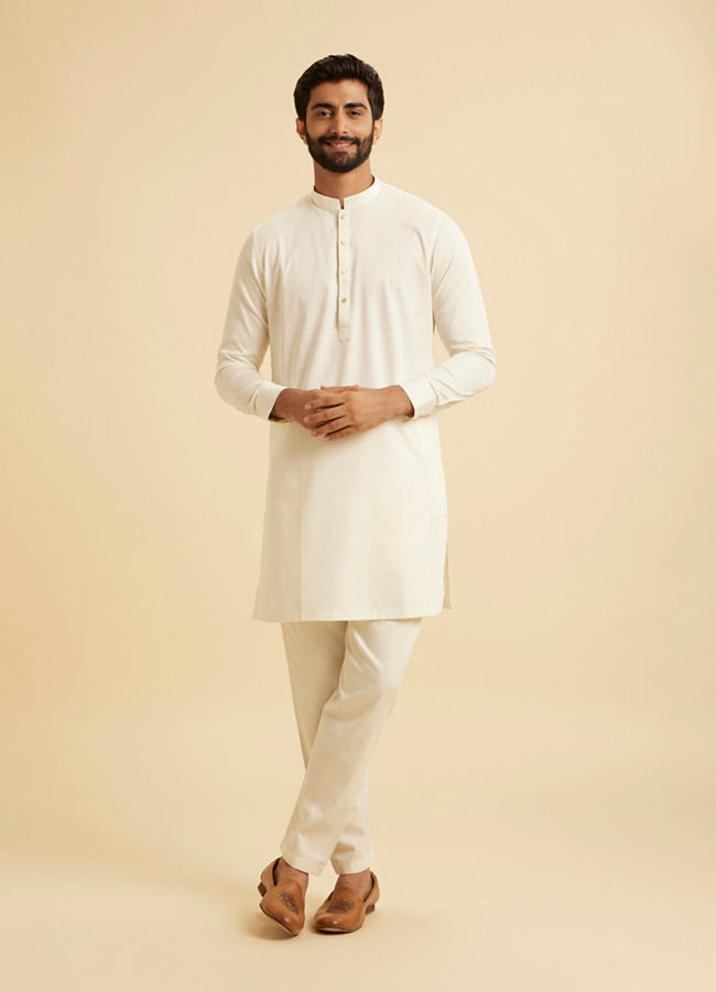 Manyavar Men Classic Cream Coloured Kurta Pajama