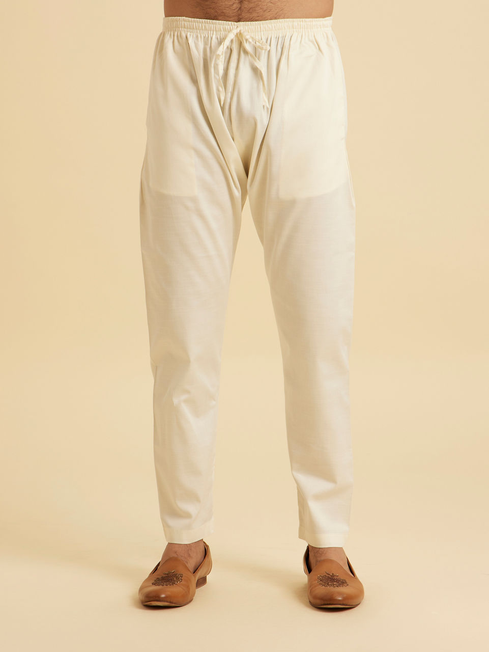 Manyavar Men Classic Cream Coloured Kurta Pajama