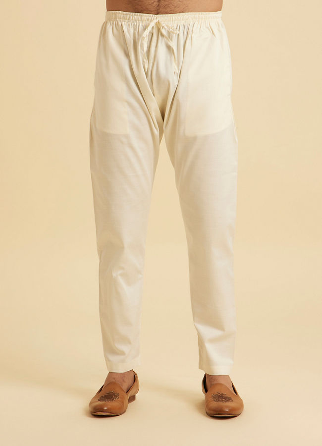 Manyavar Men Classic Cream Coloured Kurta Pajama