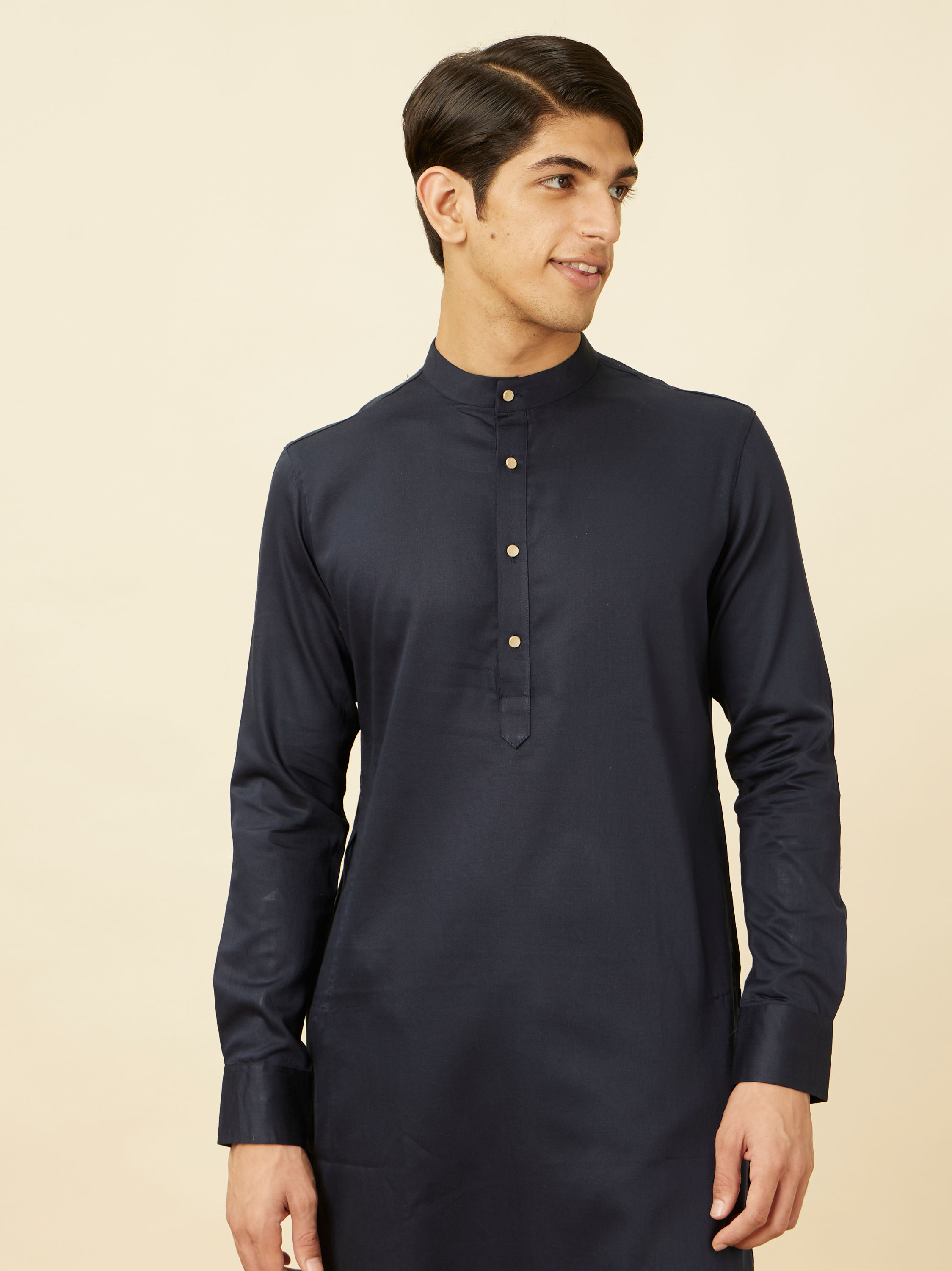 Manyavar Men Navy Blue Kurta Set