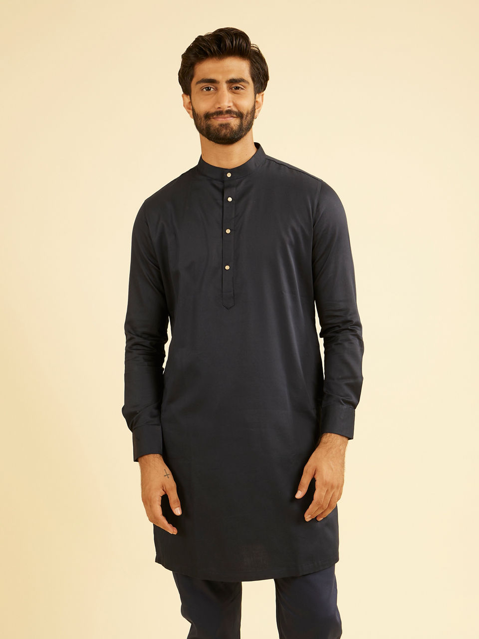 Manyavar Men Navy Blue Kurta Set