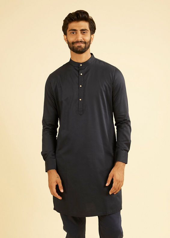 Manyavar Men Navy Blue Kurta Set