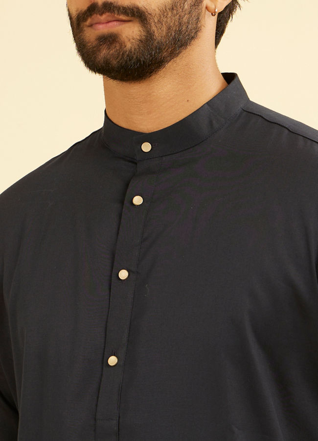 Manyavar Men Navy Blue Kurta Set