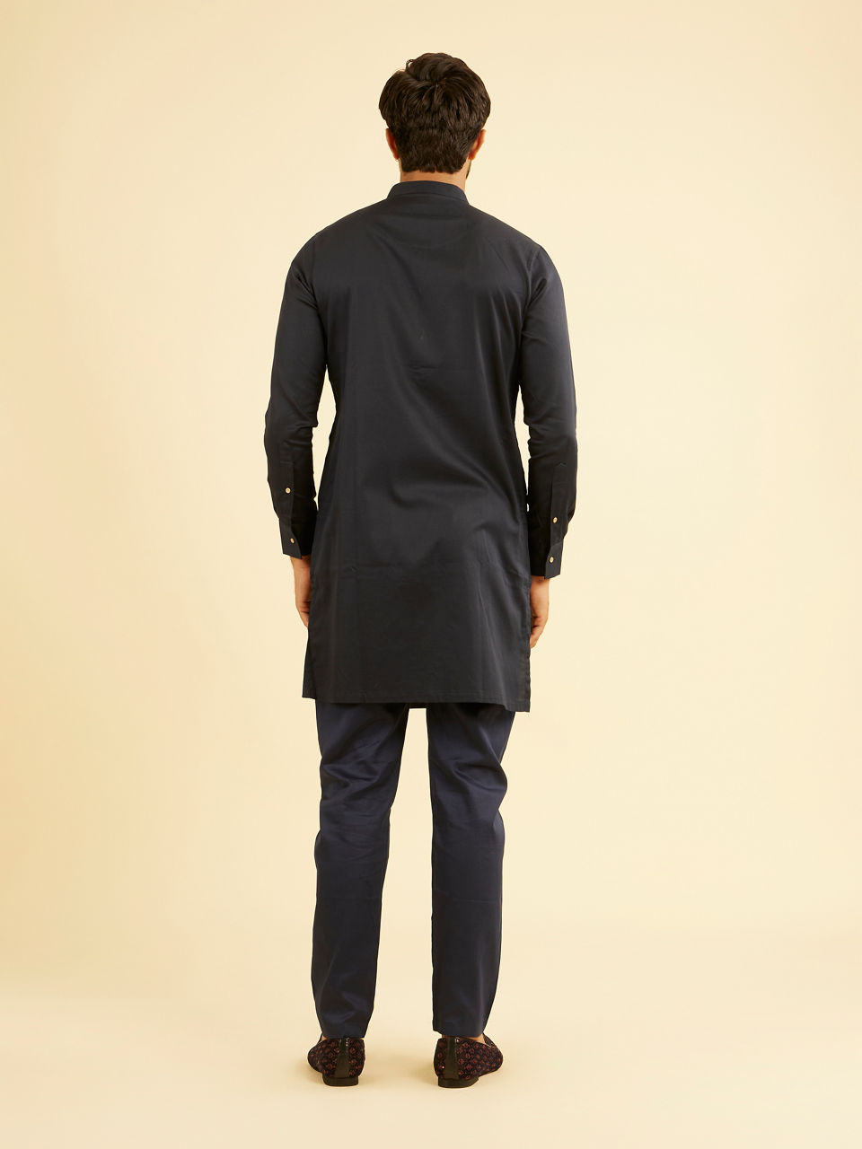 Manyavar Men Navy Blue Kurta Set