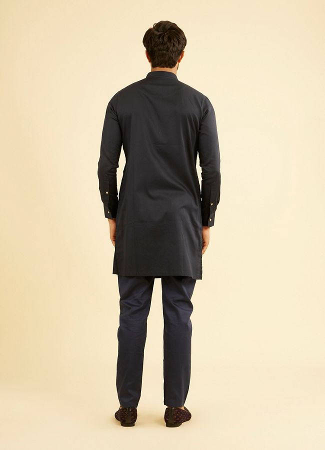 Manyavar Men Navy Blue Kurta Set
