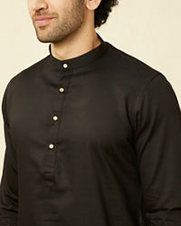 Manyavar Men Charcoal Black Kurta Set