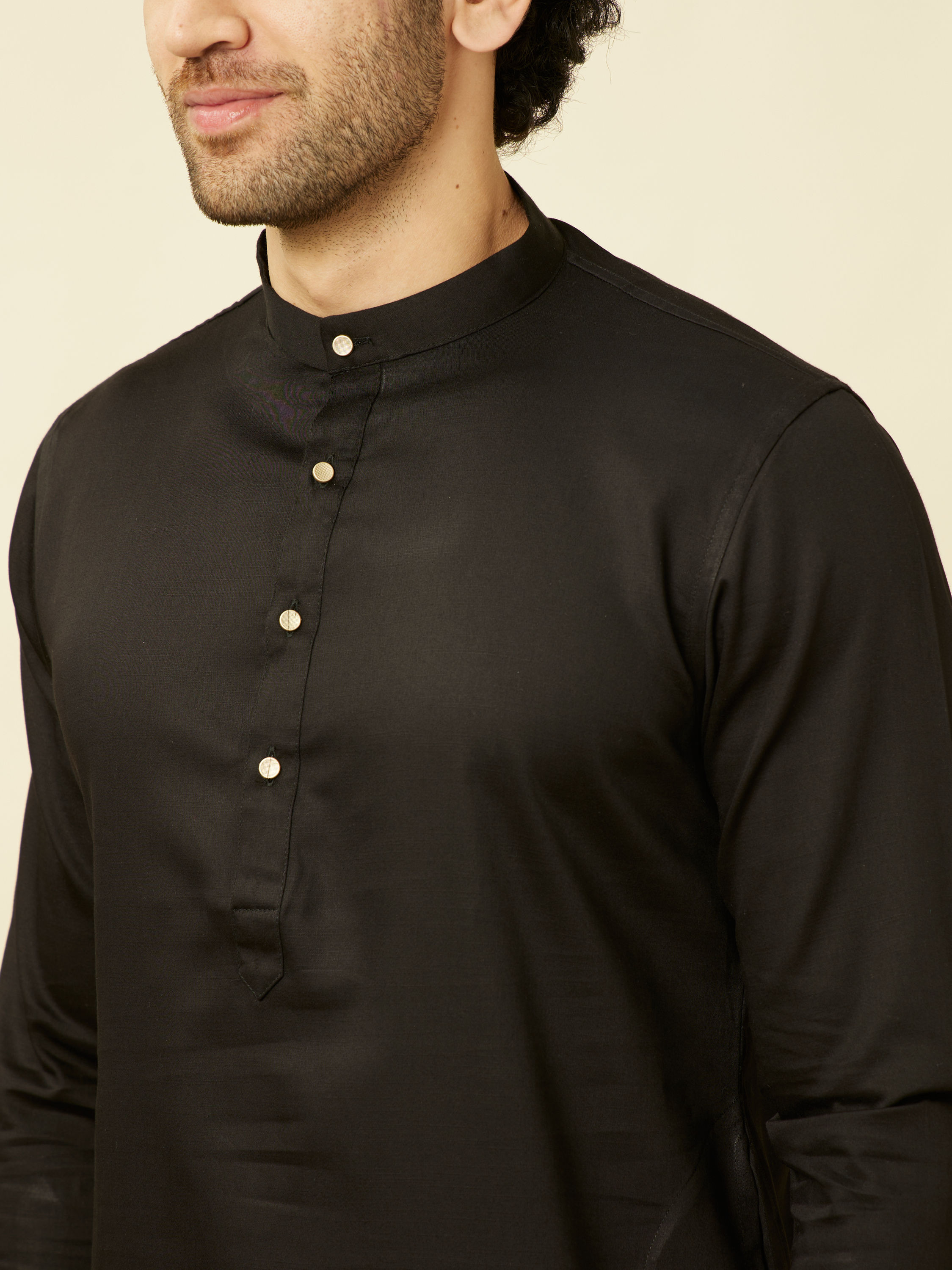 Manyavar Men Charcoal Black Kurta Set