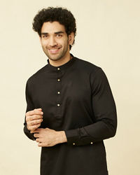 Manyavar Men Charcoal Black Kurta Set