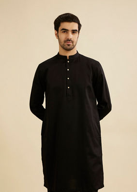 Manyavar Men Charcoal Black Kurta Set