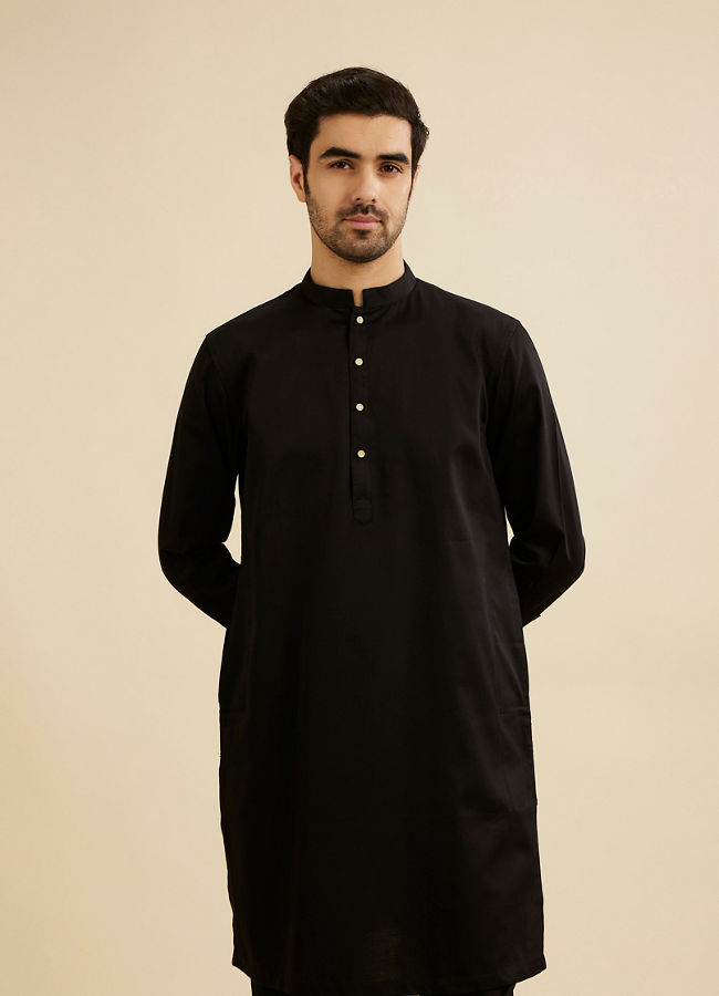 Manyavar Men Charcoal Black Kurta Set