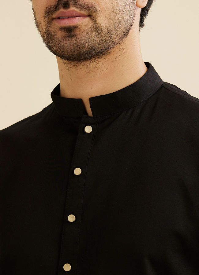 Manyavar Men Charcoal Black Kurta Set