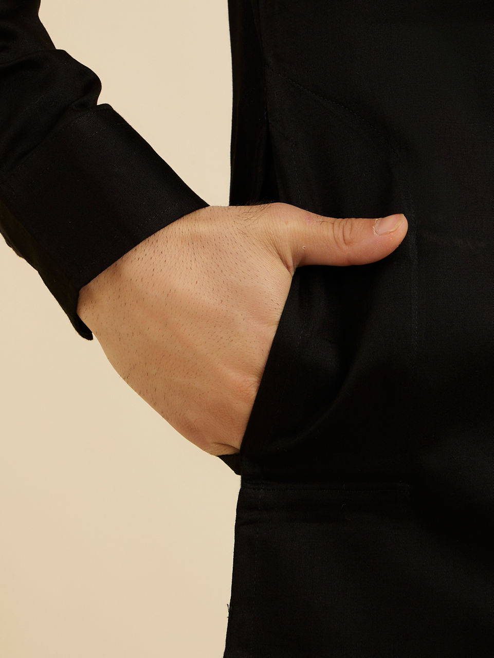 Manyavar Men Charcoal Black Kurta Set