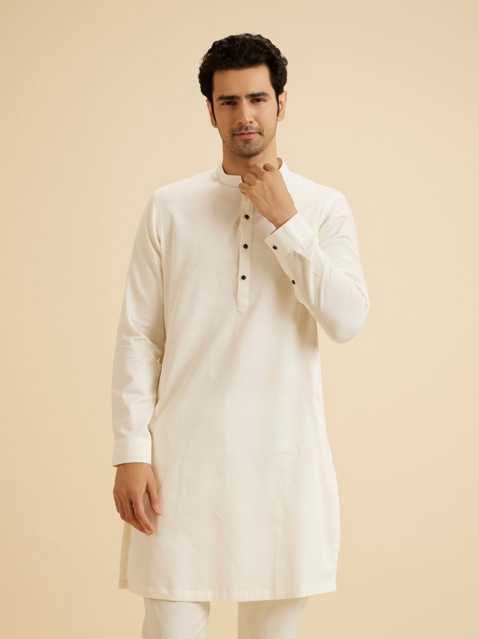 Manyavar Men Classic Cream Kurta Pajama