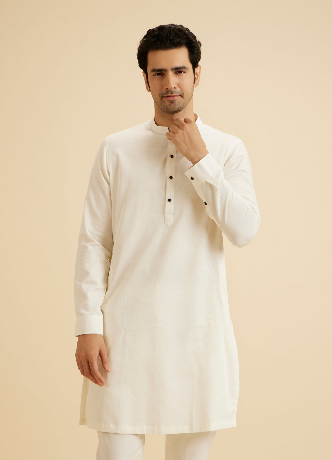 Manyavar Men Classic Cream Kurta Pajama