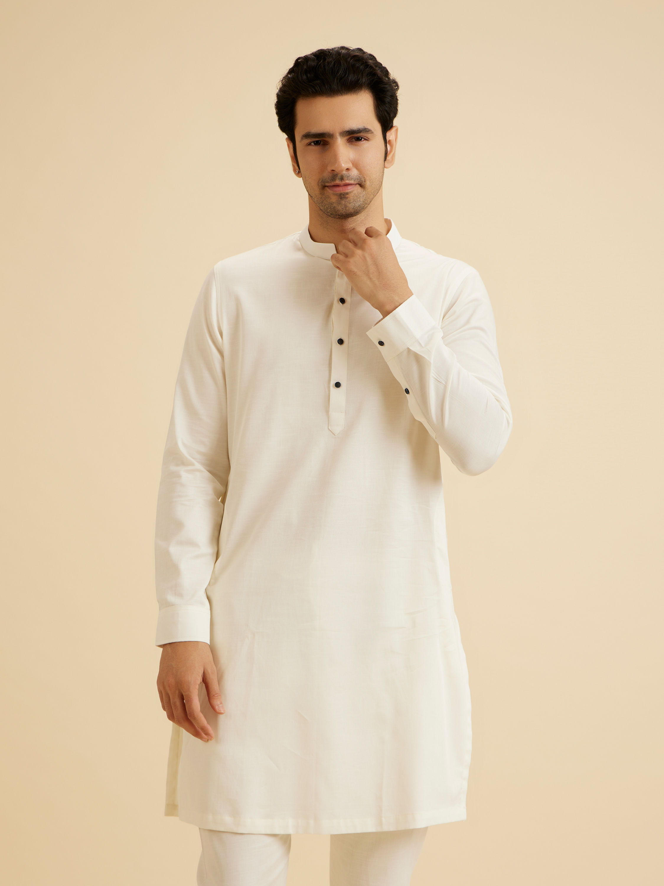 Manyavar Men Classic Cream Kurta Pajama