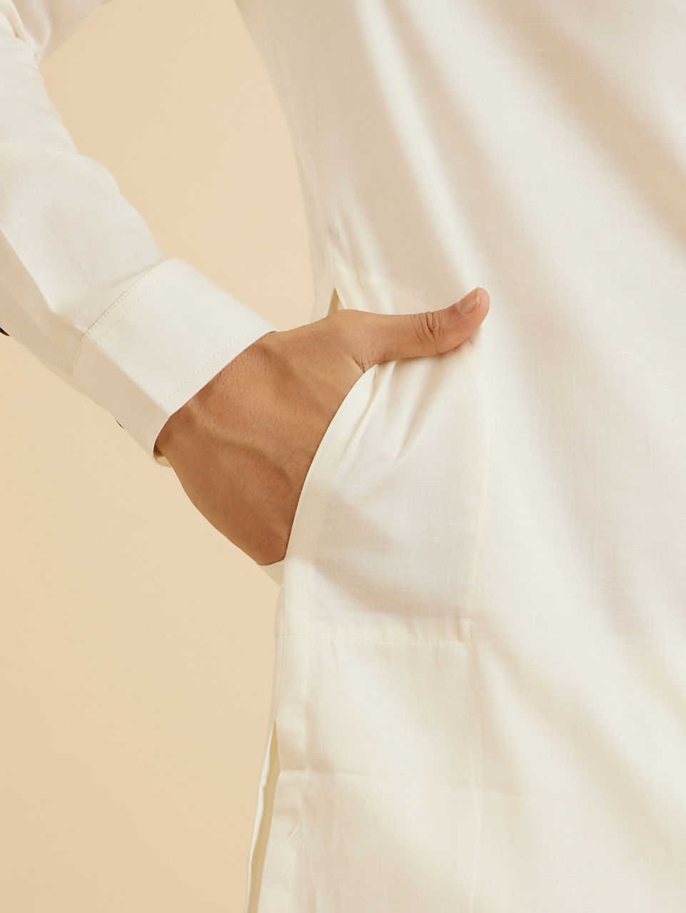 Manyavar Men Classic Cream Kurta Pajama