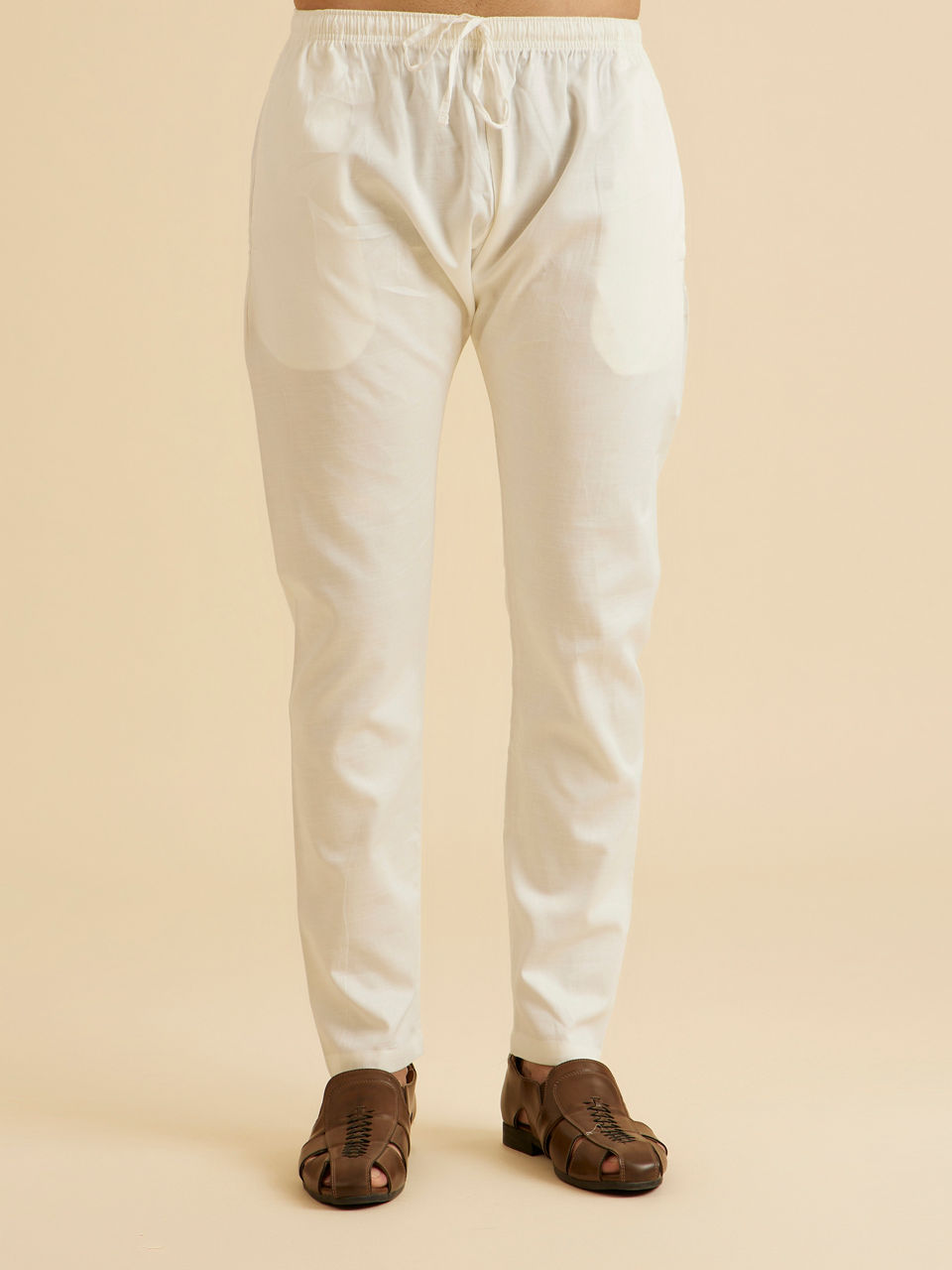 Manyavar Men Classic Cream Kurta Pajama