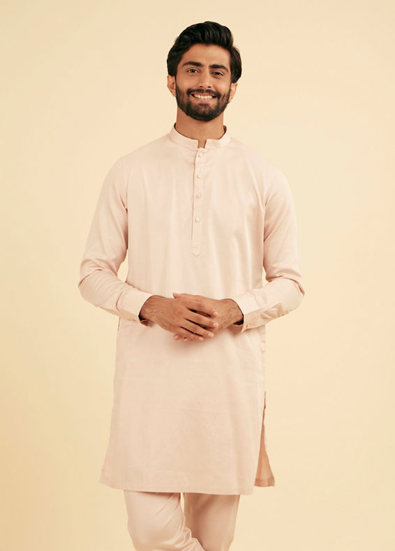 Manyavar Men Dusty Pink Cotton Kurta Pajama