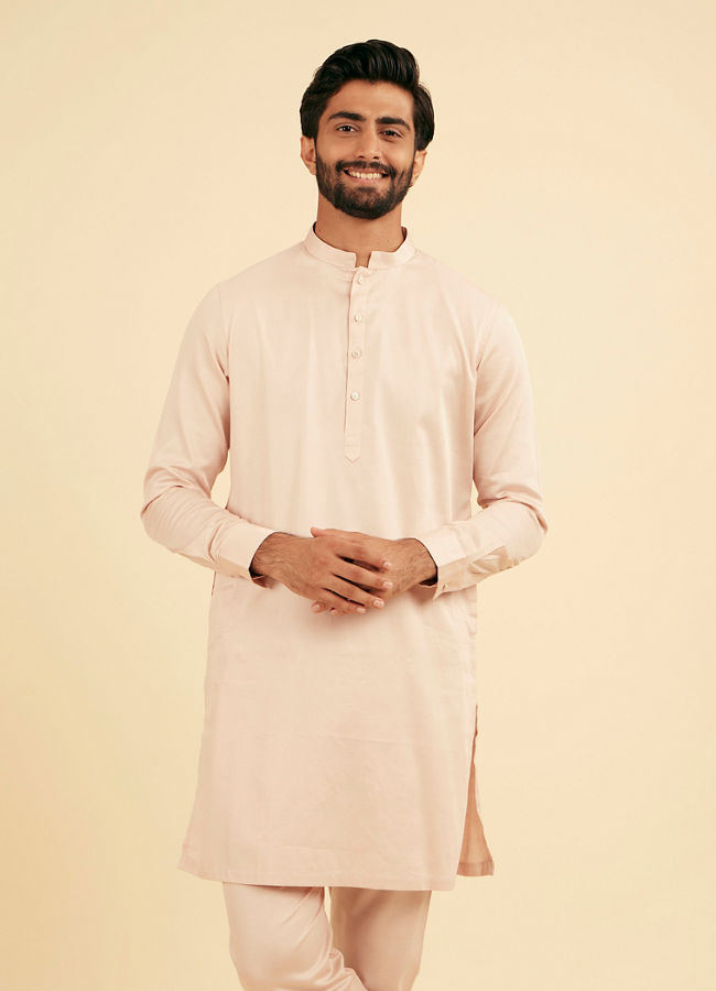 Manyavar Men Dusty Pink Cotton Kurta Pajama