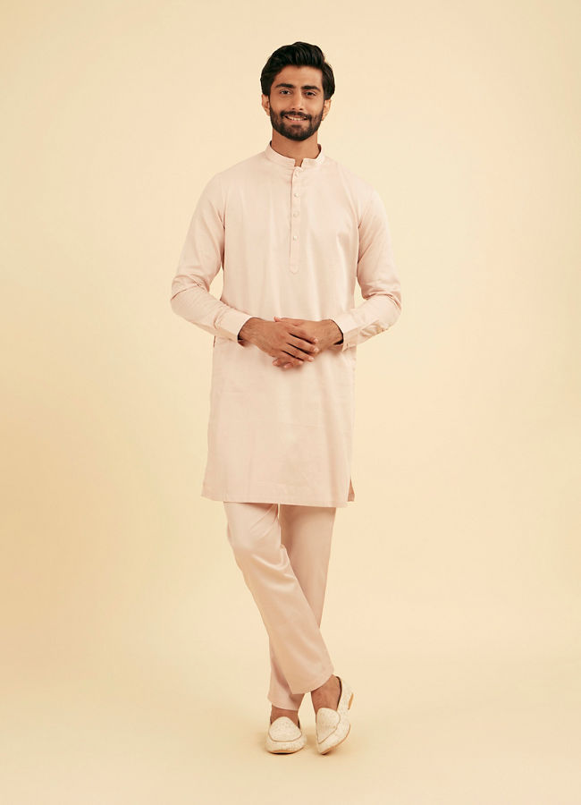 Manyavar Men Dusty Pink Cotton Kurta Pajama