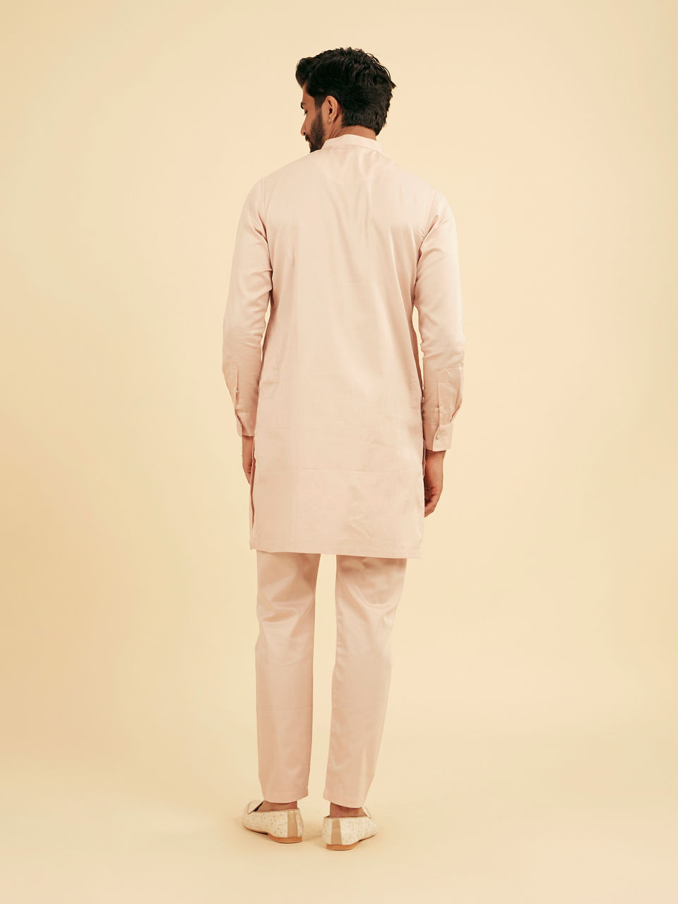 Manyavar Men Dusty Pink Cotton Kurta Pajama