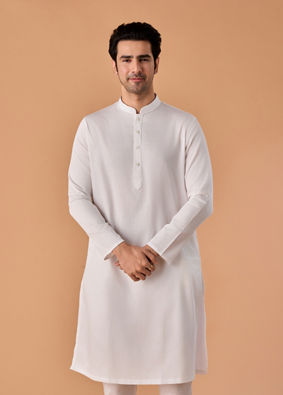 Manyavar Men White Cotton Kurta Pajama