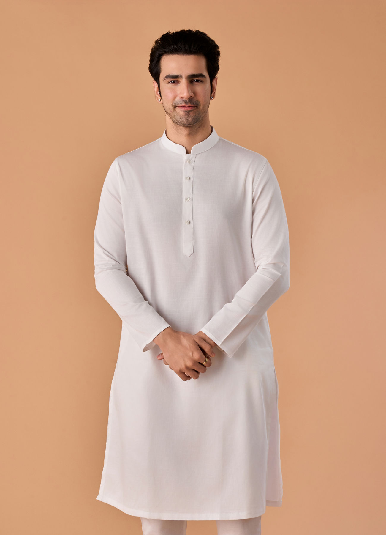 Manyavar Men White Cotton Kurta Pajama