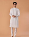 Manyavar Men White Cotton Kurta Pajama
