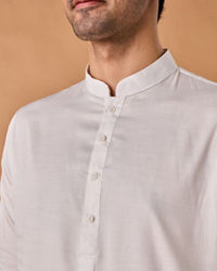 Manyavar Men White Cotton Kurta Pajama