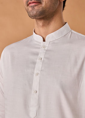Manyavar Men White Cotton Kurta Pajama
