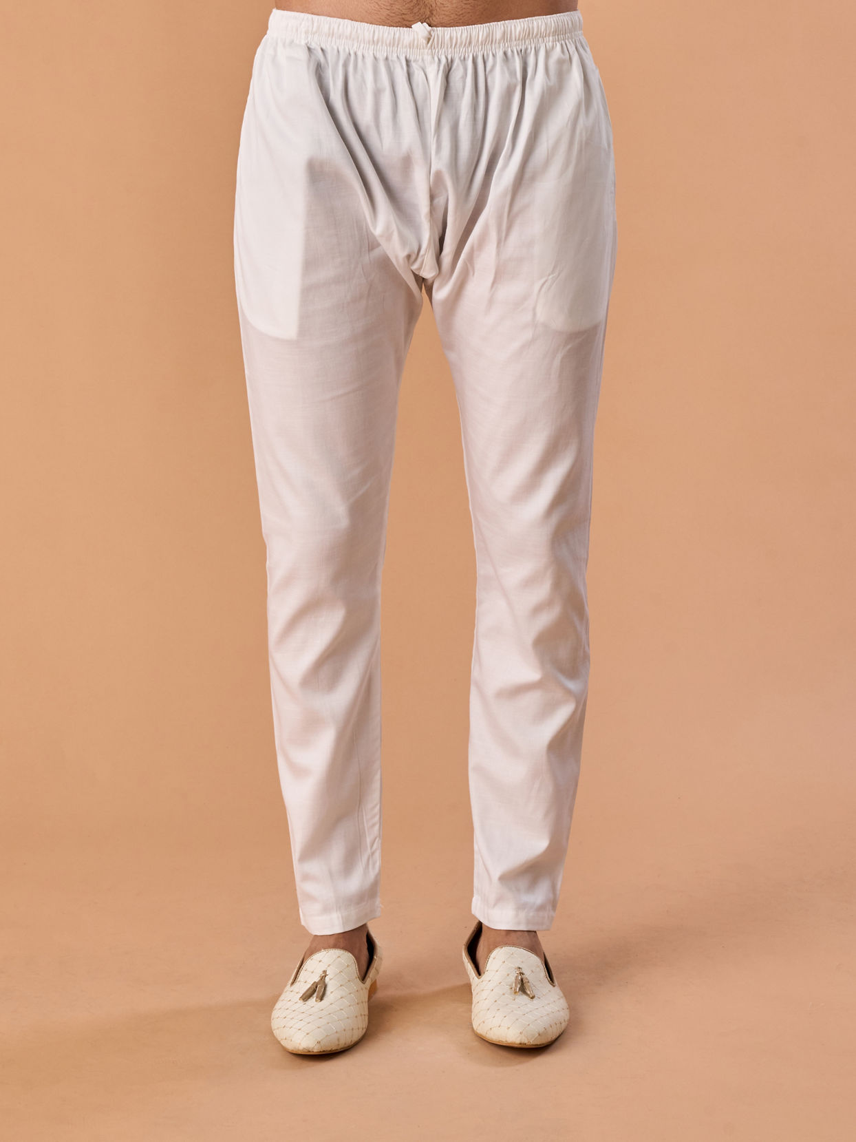 Manyavar Men White Cotton Kurta Pajama