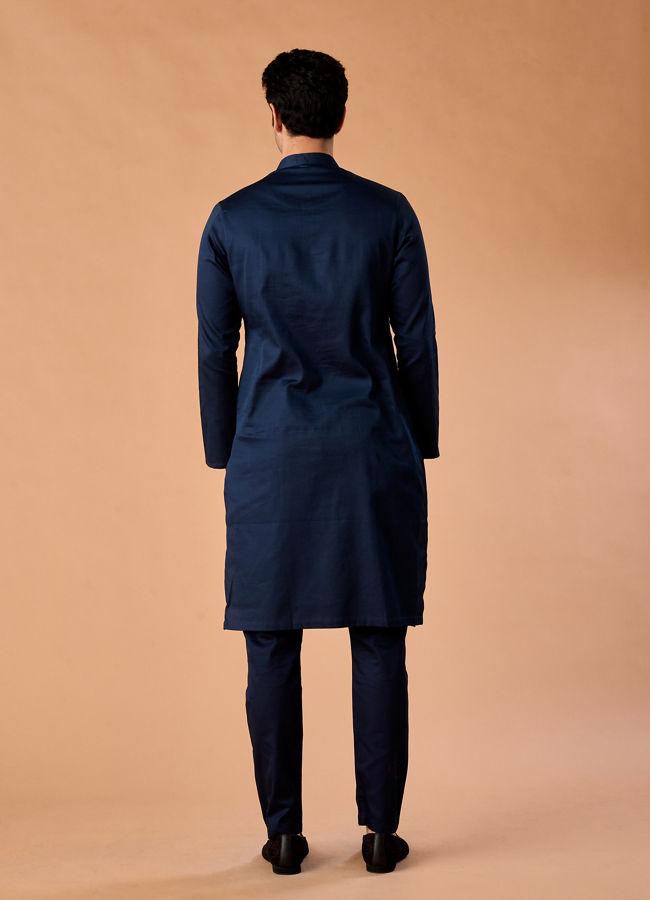 Manyavar Men Dark Blue Splendour Kurta Pajama