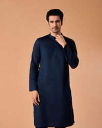 Manyavar Men Dark Blue Splendour Kurta Pajama