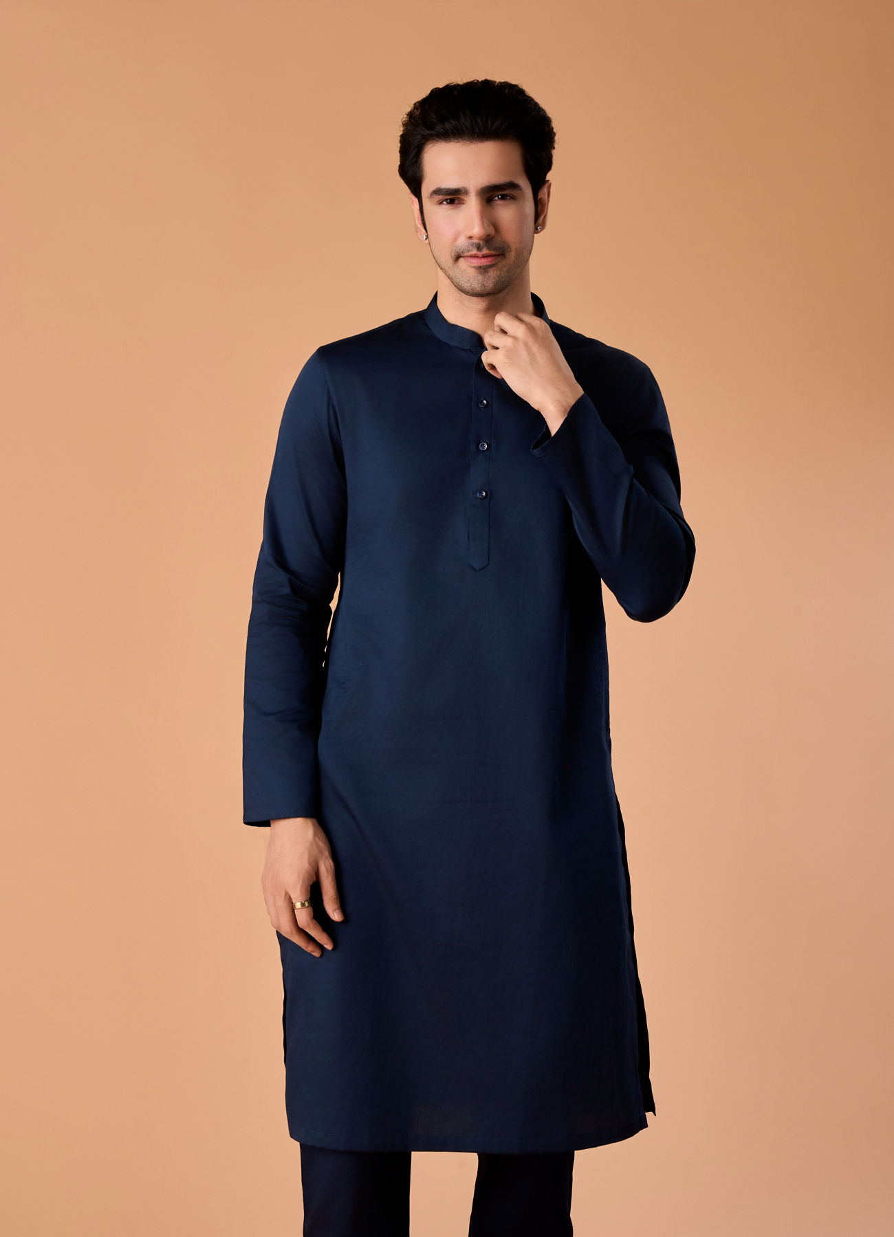 Manyavar Men Dark Blue Splendour Kurta Pajama