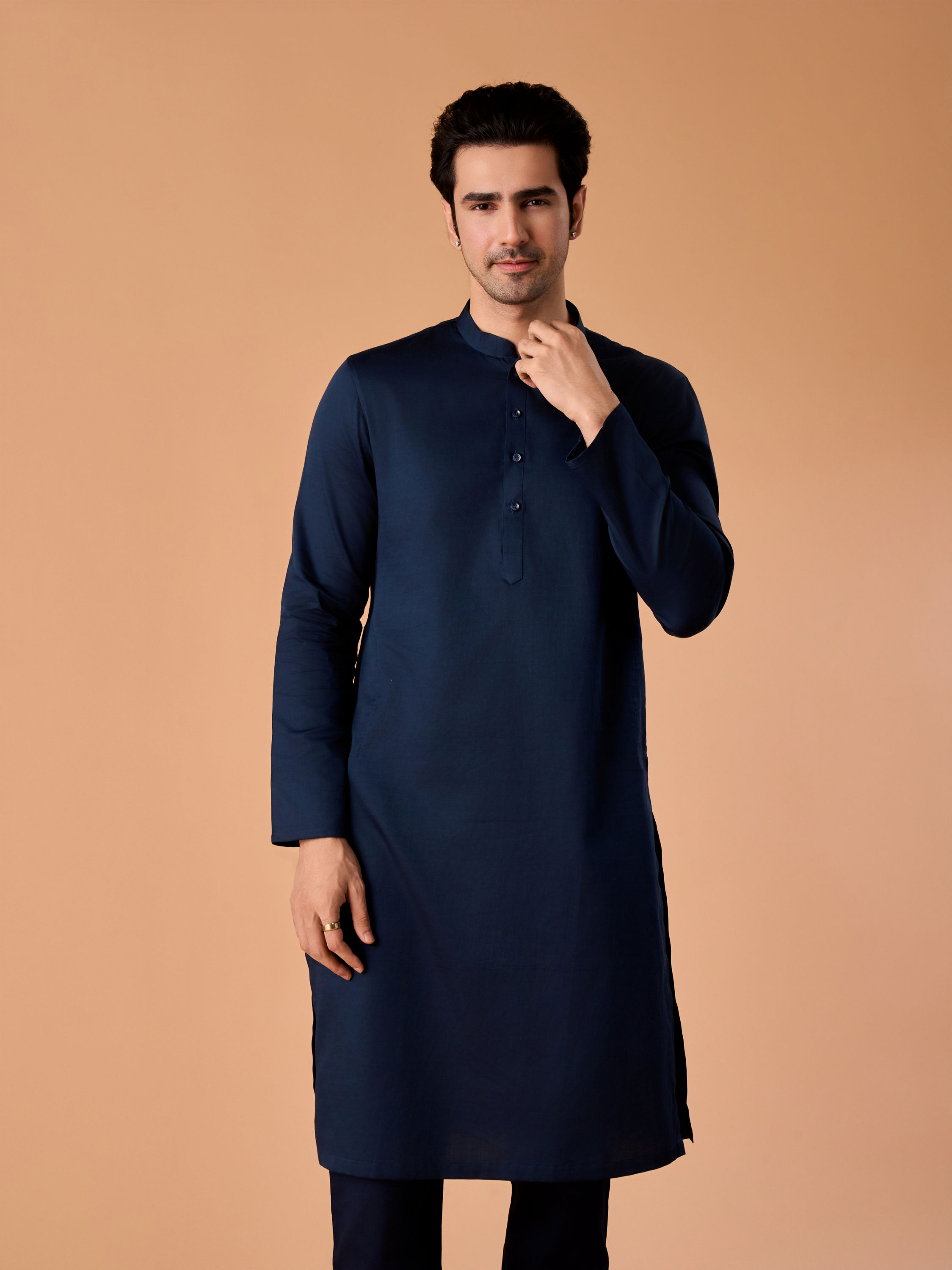 Manyavar Men Dark Blue Splendour Kurta Pajama