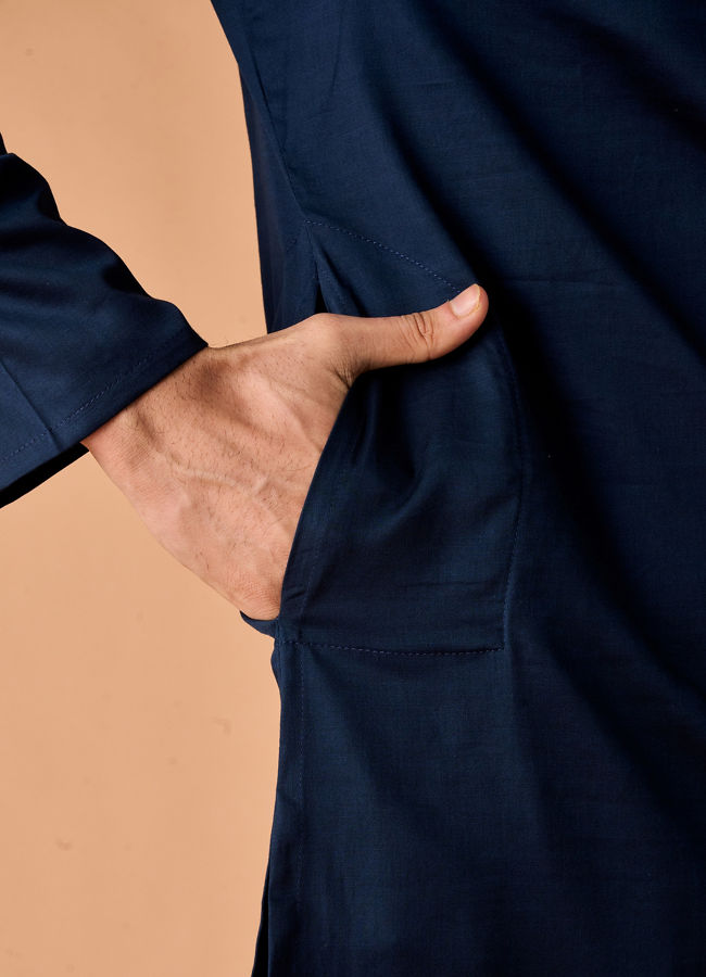 Manyavar Men Dark Blue Splendour Kurta Pajama