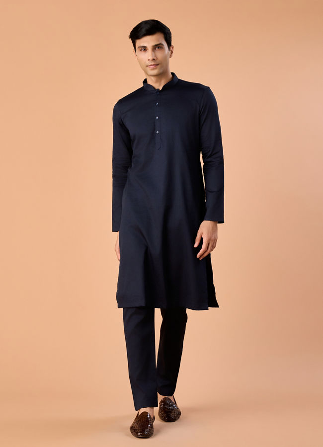 Manyavar Men Cobalt Blue Elegance Kurta Pajama