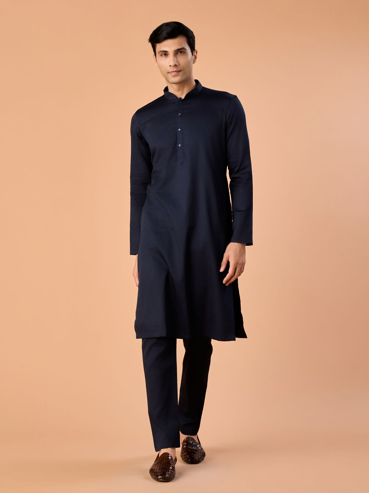 Manyavar Men Cobalt Blue Elegance Kurta Pajama