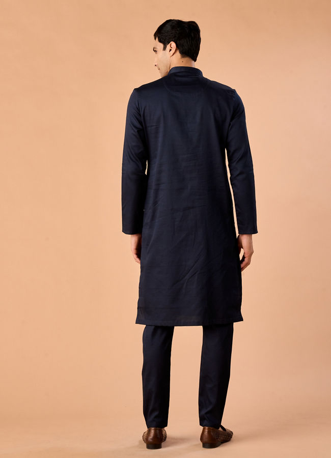 Manyavar Men Cobalt Blue Elegance Kurta Pajama