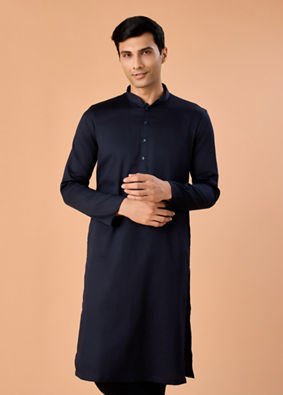 Manyavar Men Cobalt Blue Elegance Kurta Pajama