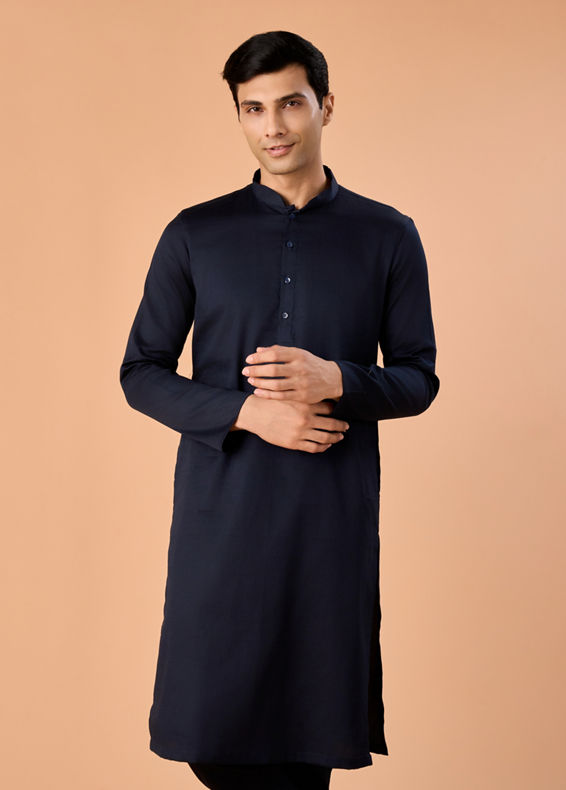 Manyavar Men Cobalt Blue Elegance Kurta Pajama