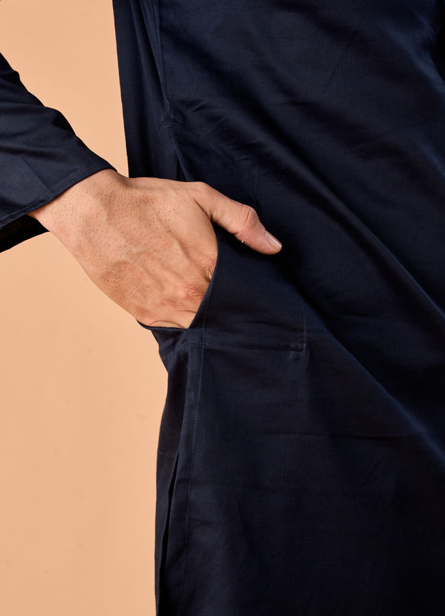 Manyavar Men Cobalt Blue Elegance Kurta Pajama