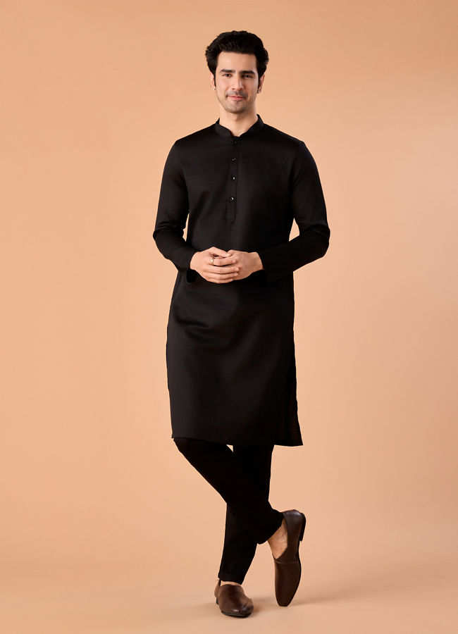 Manyavar Men Opulent Black Kurta Pajama