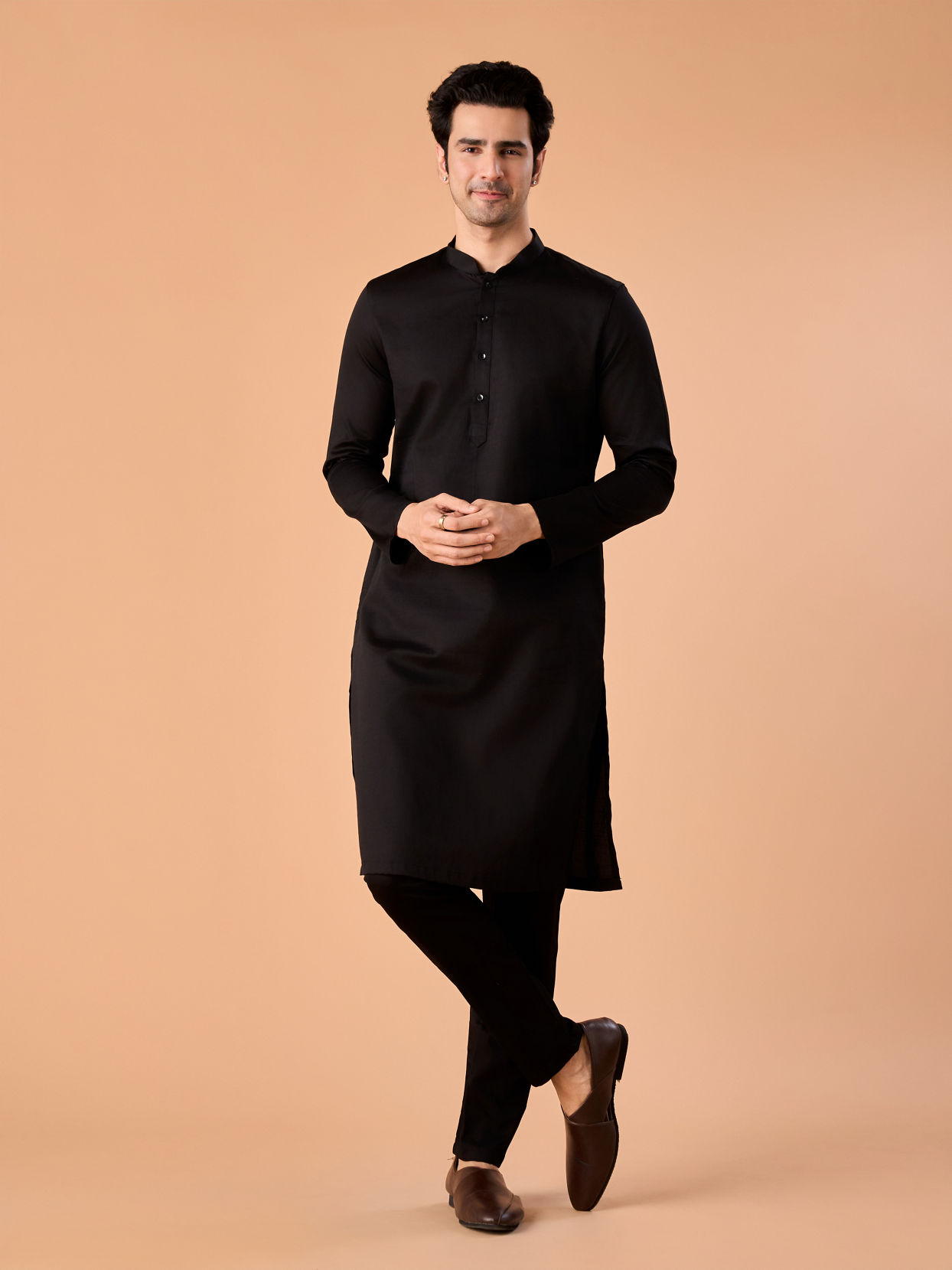 Manyavar Men Opulent Black Kurta Pajama