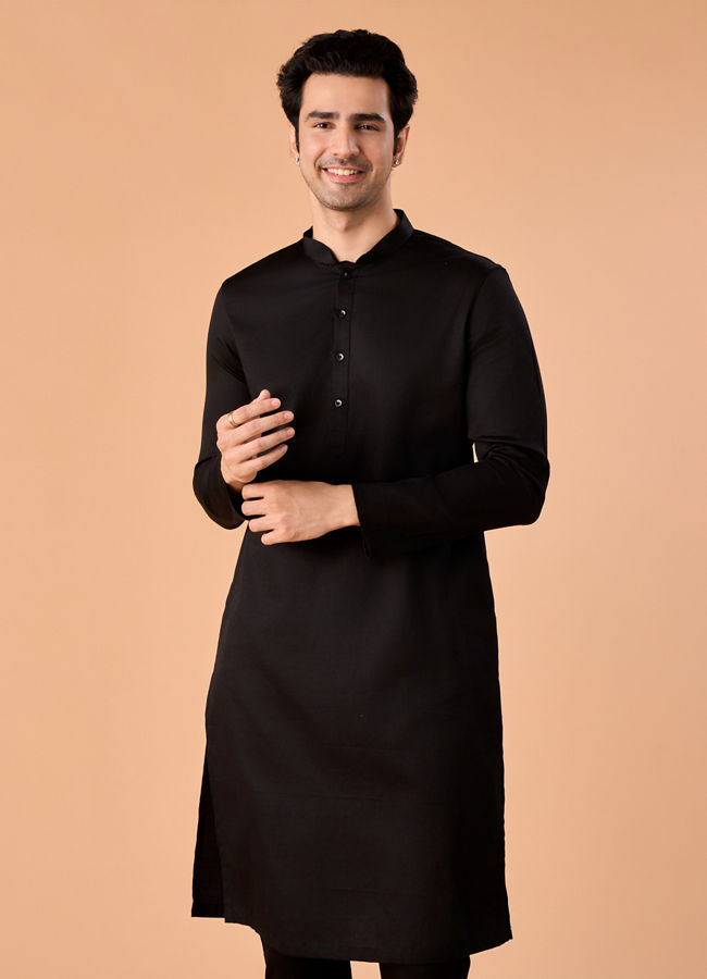 Manyavar Men Opulent Black Kurta Pajama