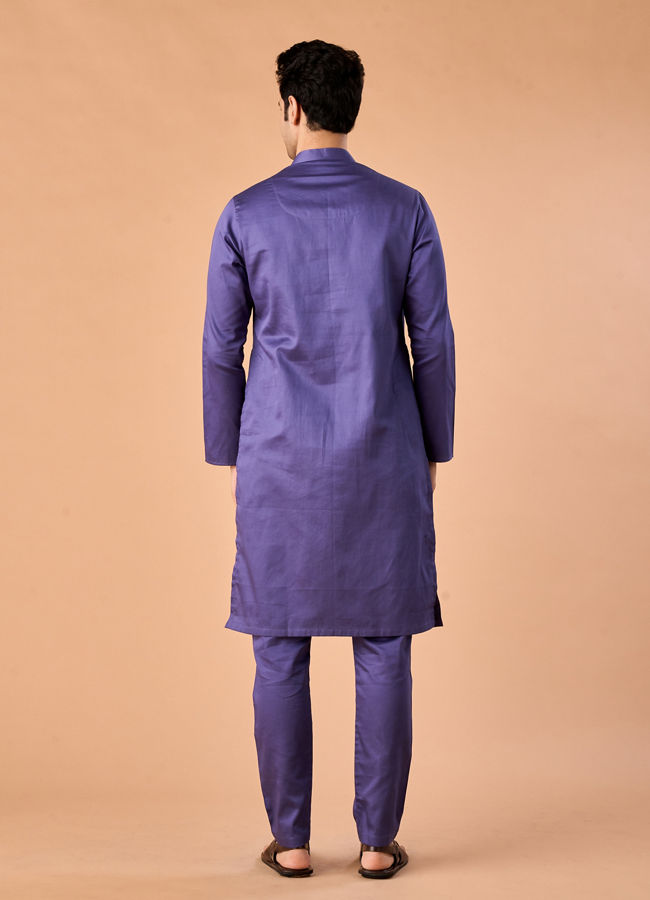 Manyavar Men Purple Glory Cotton Kurta Pajama